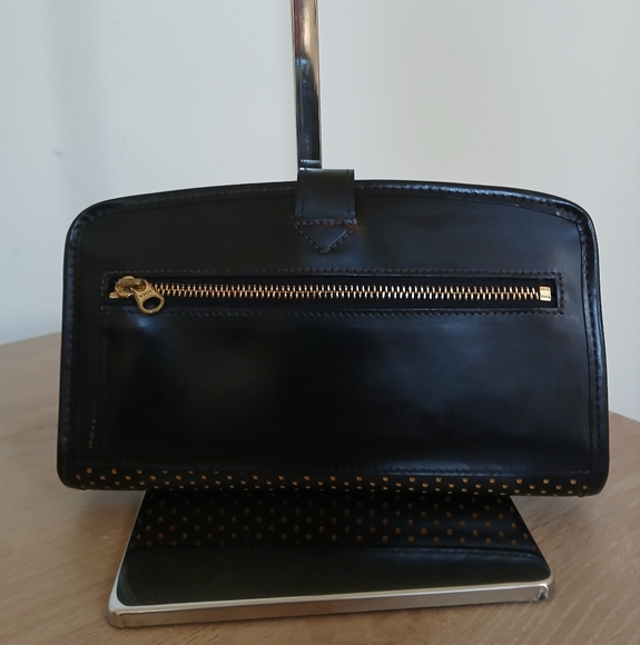 Vintage DOONEY & BOURKE Black Leather w Perforated Gold Dots Wallet - Picture 3 of 3